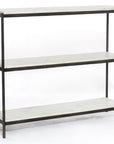 Polished White Marble with Hammered Grey Iron | Felix Small Console Table | Valley Ridge Furniture