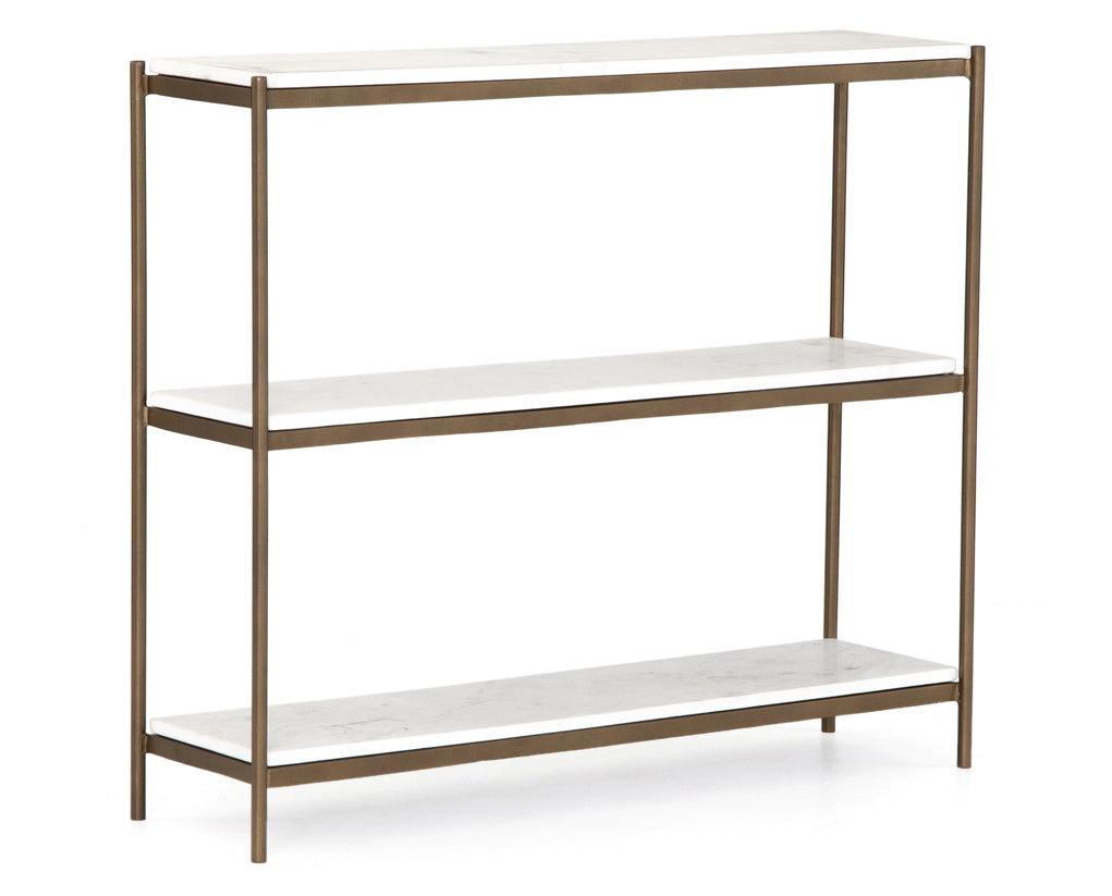 Polished White Marble with Antique Brass Iron | Felix Small Console Table | Valley Ridge Furniture