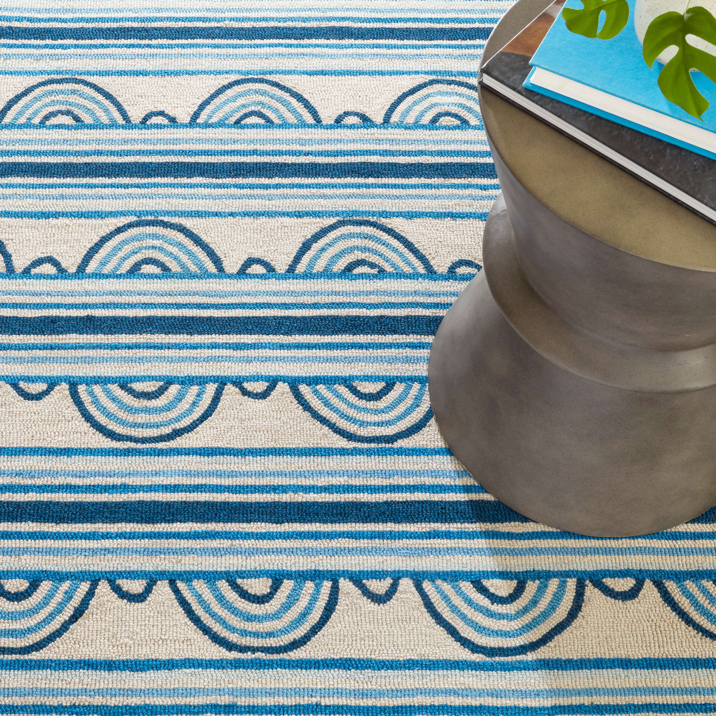 Button Hand Micro Hooked Wool Rug