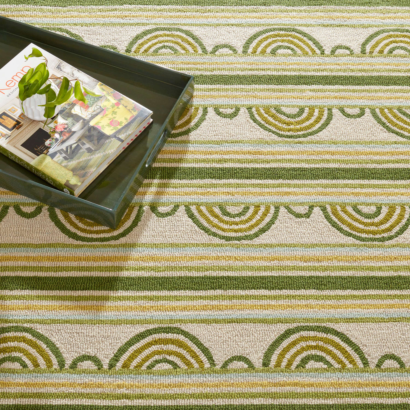 Button Hand Micro Hooked Wool Rug