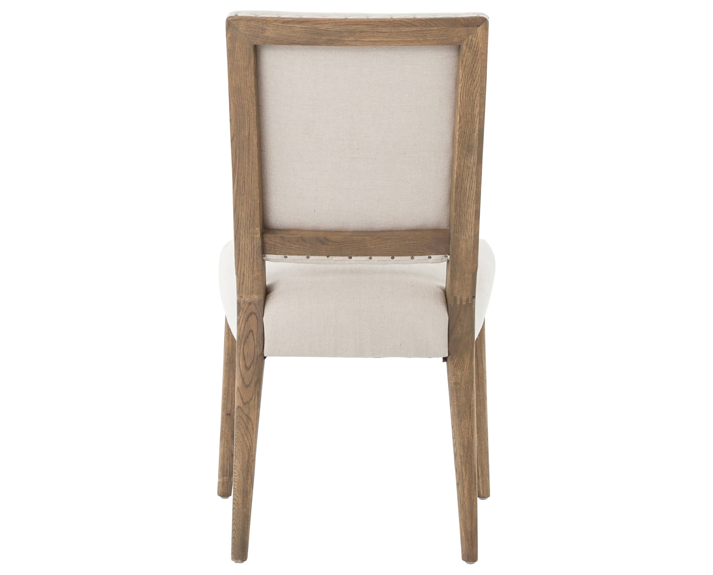 Dark Linen Fabric &amp; Dark Nettlewood with Shoe Nail Iron | Kurt Dining Chair | Valley Ridge Furniture