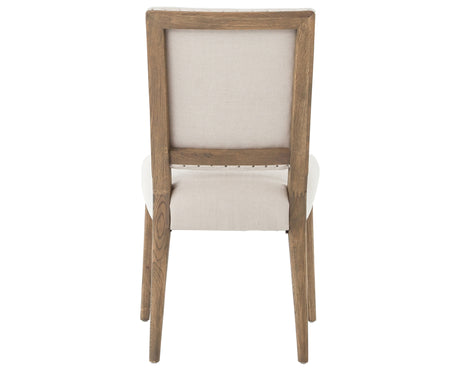 Dark Linen Fabric & Dark Nettlewood with Shoe Nail Iron | Kurt Dining Chair | Valley Ridge Furniture