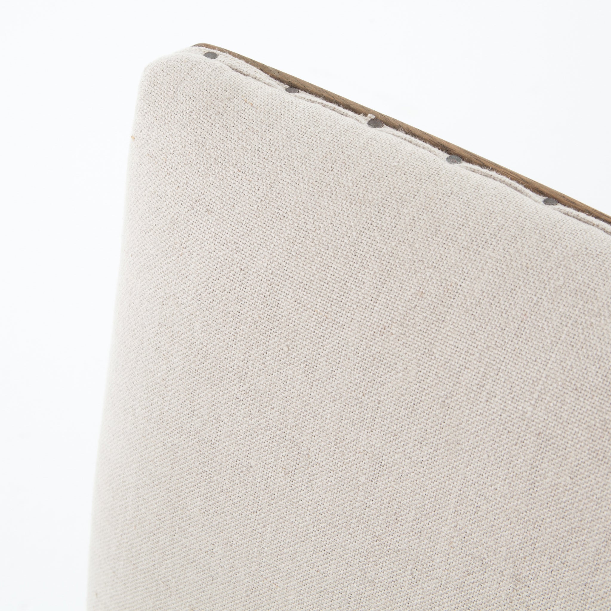 Dark Linen Fabric & Dark Nettlewood with Shoe Nail Iron | Kurt Dining Chair | Valley Ridge Furniture