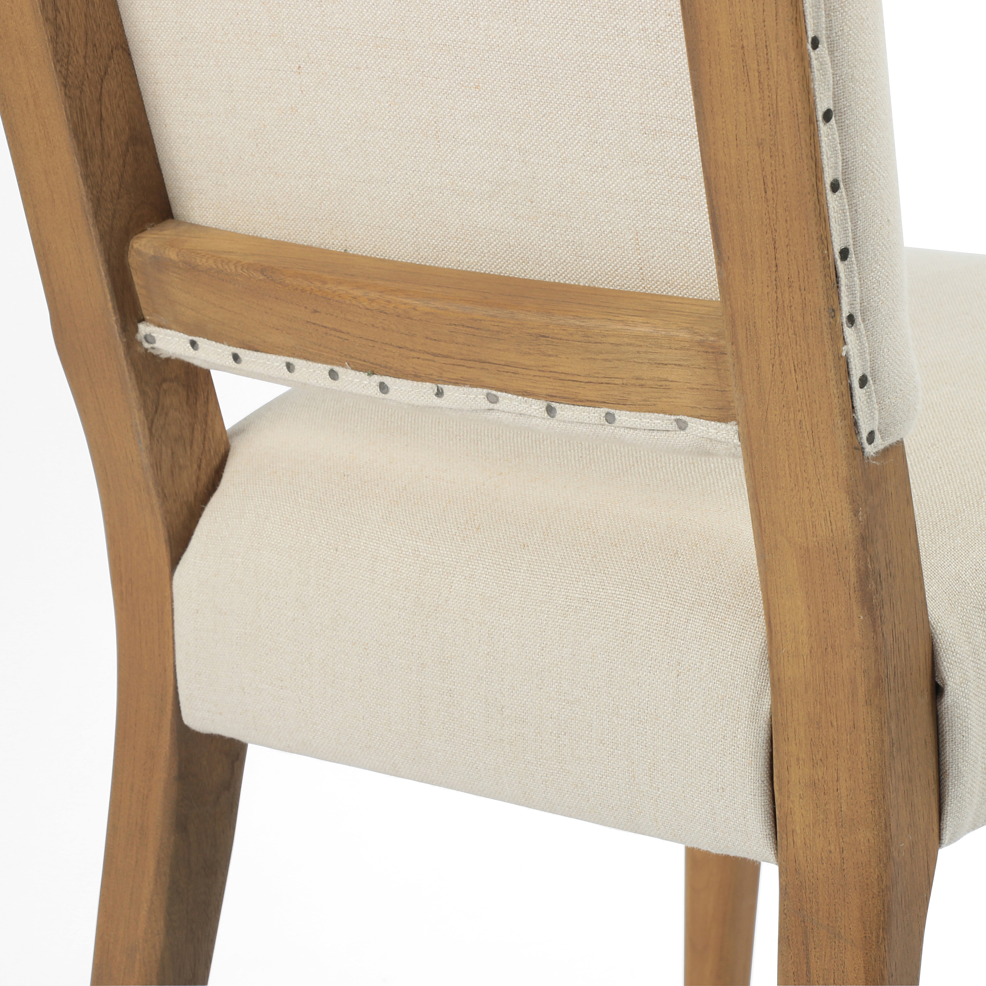 Dark Linen Fabric &amp; Dark Nettlewood with Shoe Nail Iron | Kurt Dining Chair | Valley Ridge Furniture