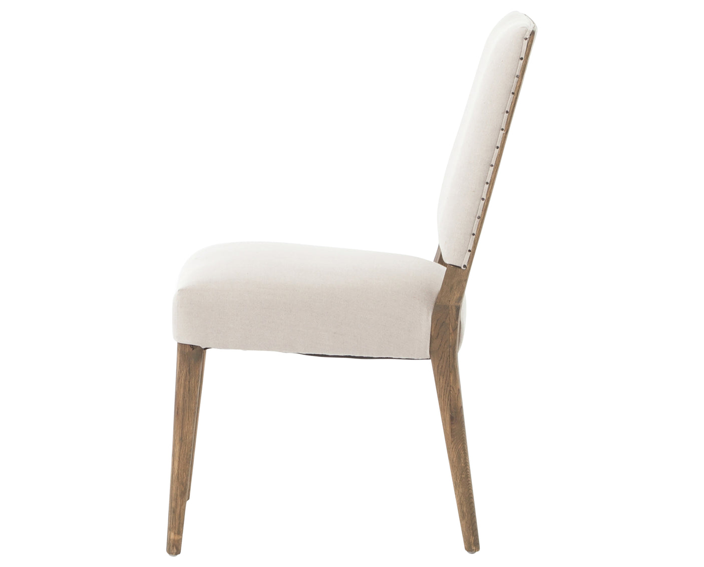 Dark Linen Fabric & Dark Nettlewood with Shoe Nail Iron | Kurt Dining Chair | Valley Ridge Furniture