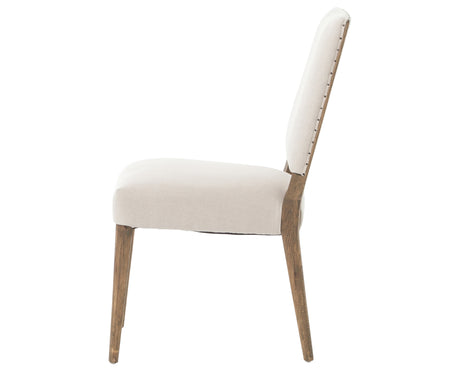 Dark Linen Fabric & Dark Nettlewood with Shoe Nail Iron | Kurt Dining Chair | Valley Ridge Furniture