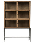Drifted Oak & Drifted Oak Veneer with Clear Glass & Waxed Black Iron | Spencer Curio Cabinet | Valley Ridge Furniture