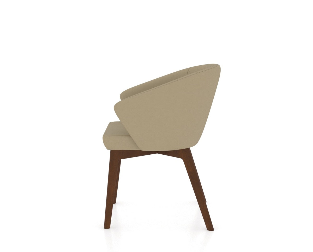 Canadel Downtown Point Dining Chair in Cognac Washed, XY Faux Leather, side view