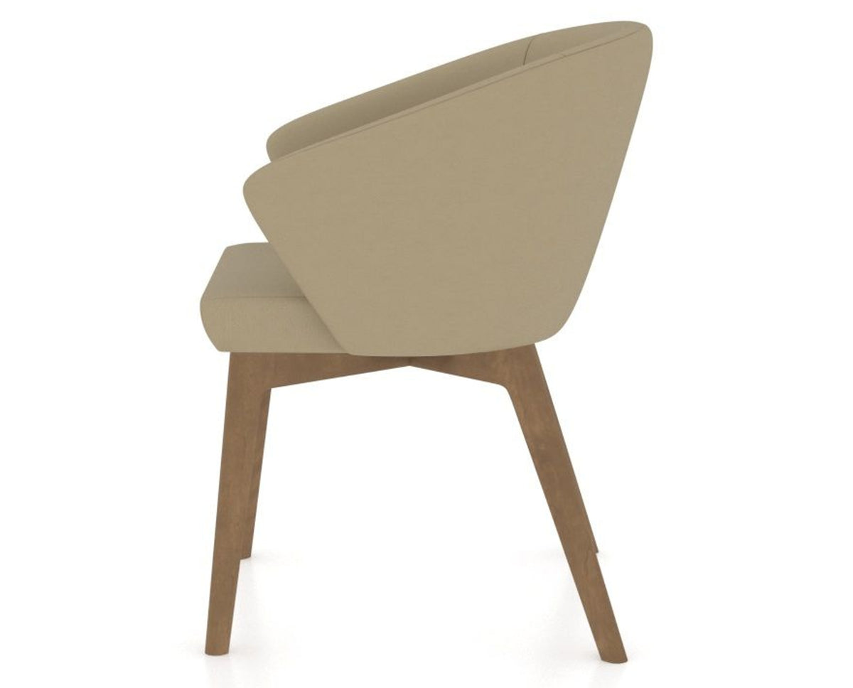 Canadel Downtown Point Dining Chair in Pecan Washed, XY Faux Leather, side view