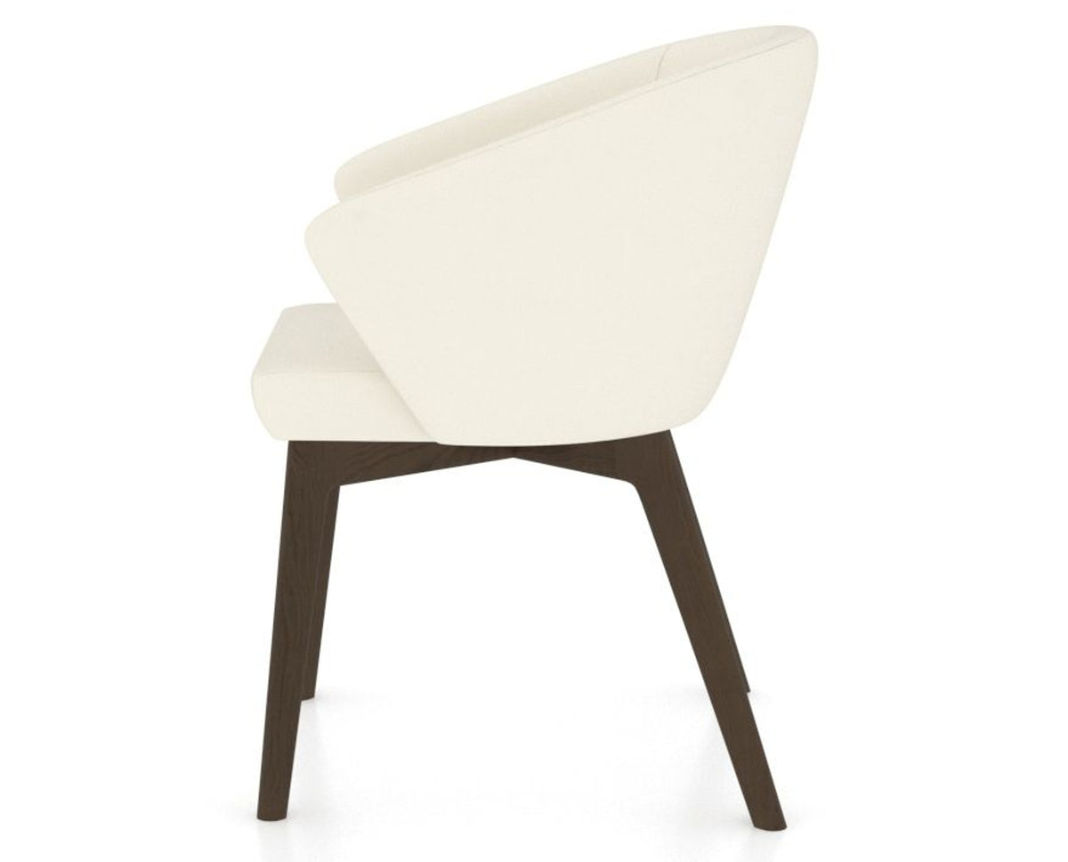 Canadel Downtown Point Dining Chair in Hazelnut Washed, YJ Faux Leather, side view