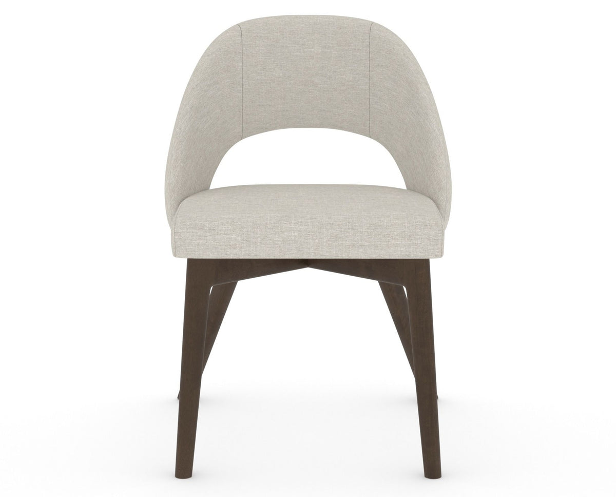Canadel Downtown Curv Dining Chair in Hazelnut Washed, TB Fabric, front view