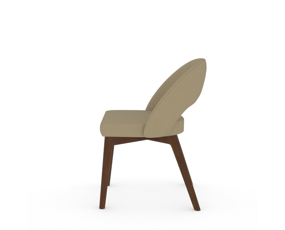 Canadel Downtown Curv Dining Chair in Cognac Washed, XY Faux Leather, side view