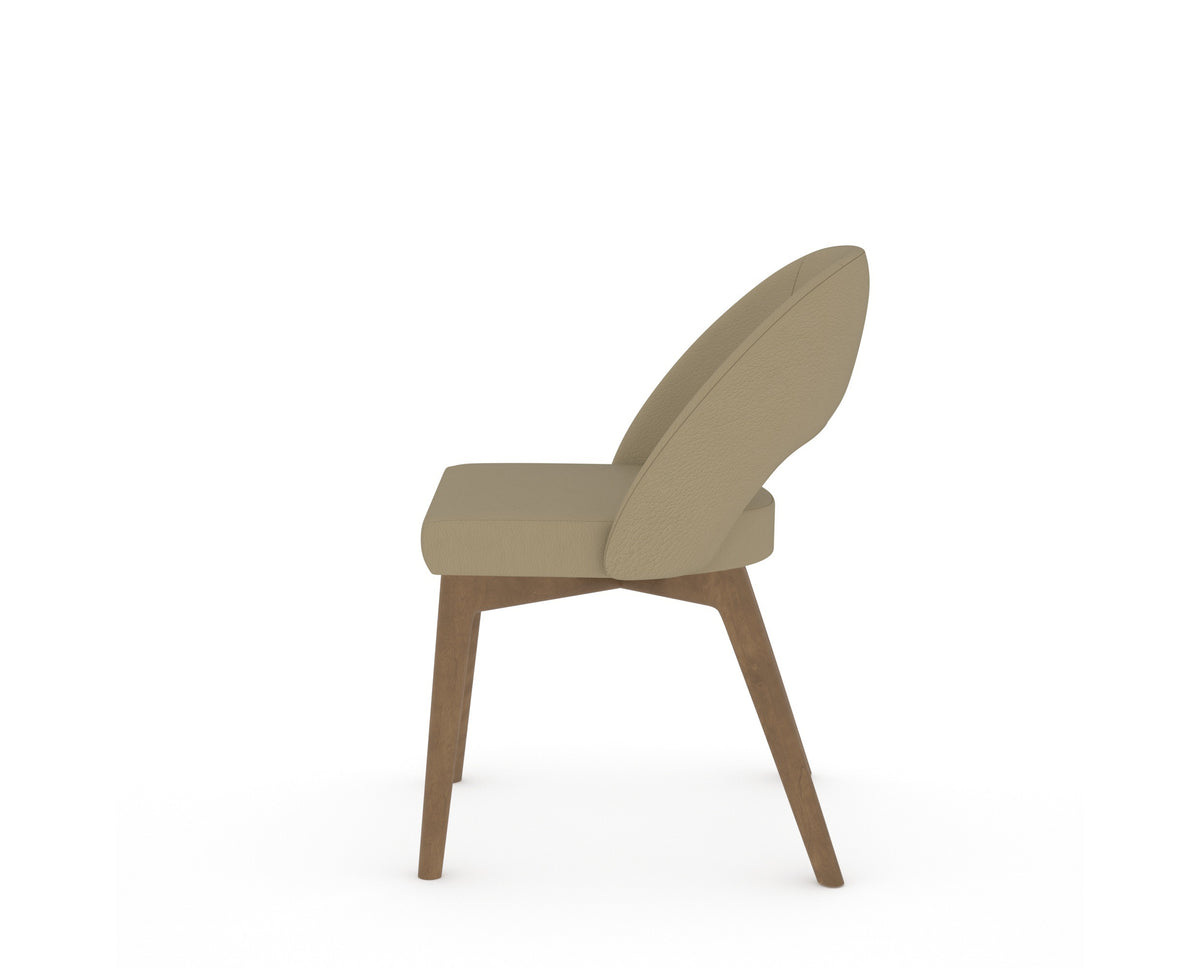 Canadel Downtown Curv Dining Chair in Pecan Washed, XY Faux Leather, side view