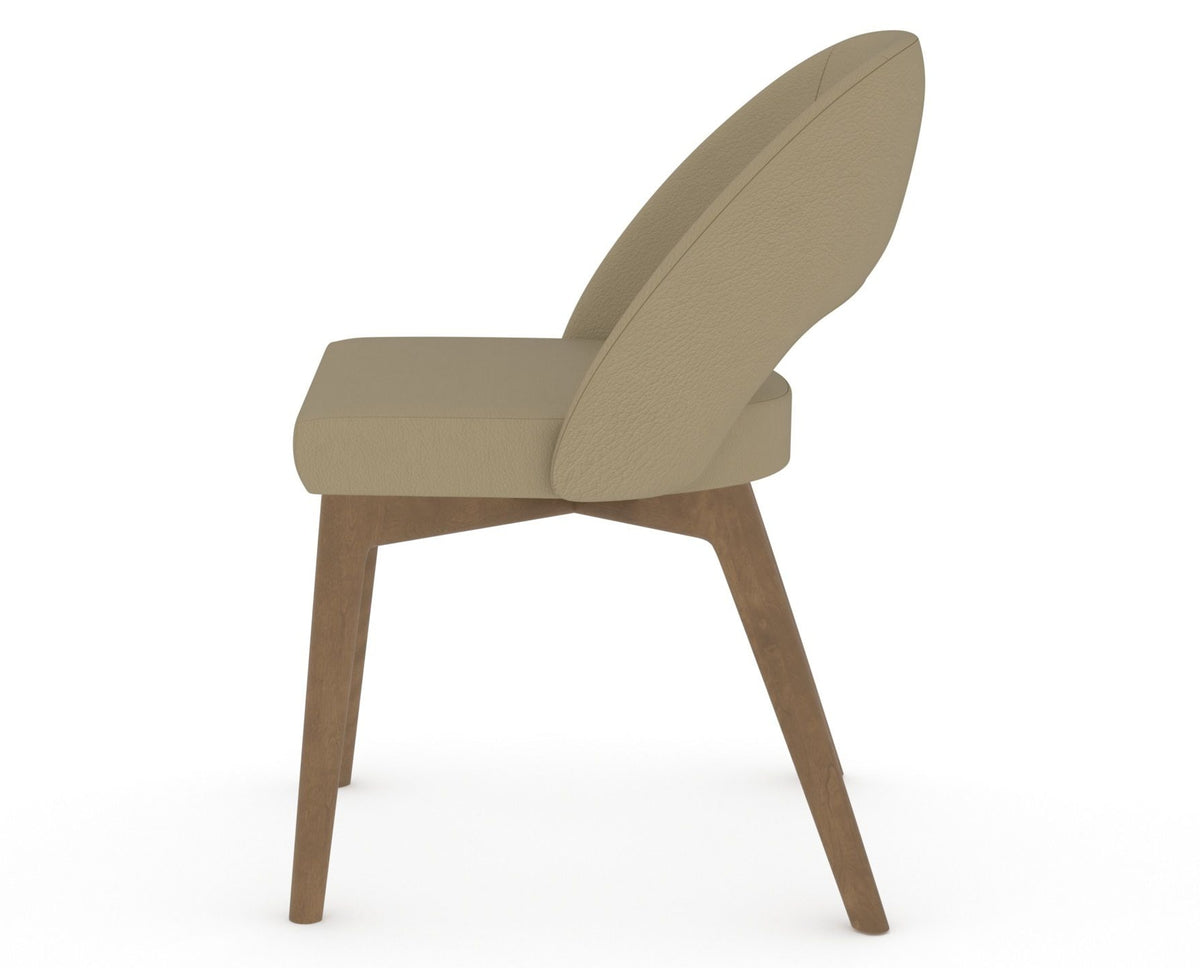 Canadel Downtown Curv Dining Chair in Pecan Washed, XY Faux Leather, side view