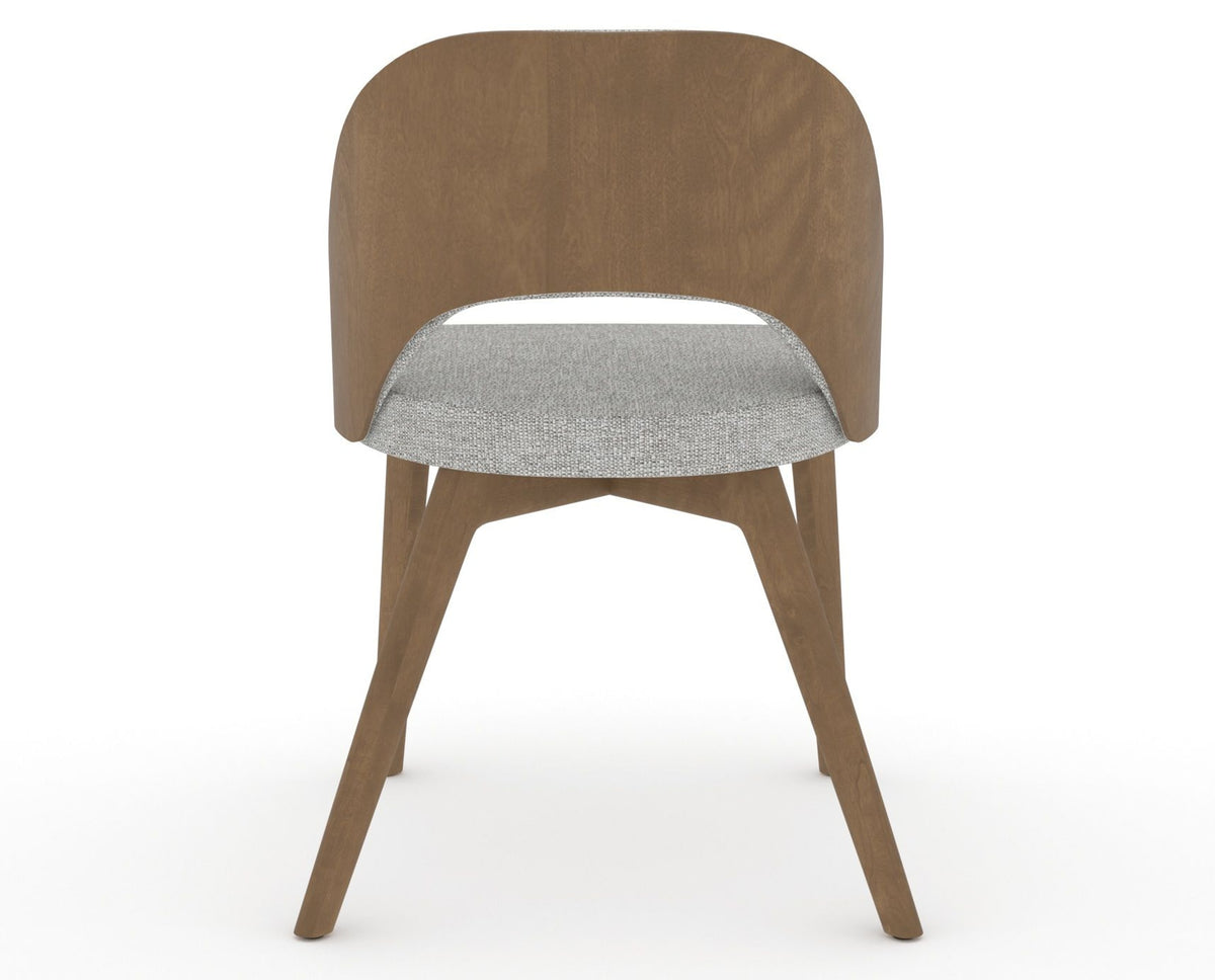 Canadel Downtown Ply Dining Chair in Pecan Washed, 7C Fabric, back view