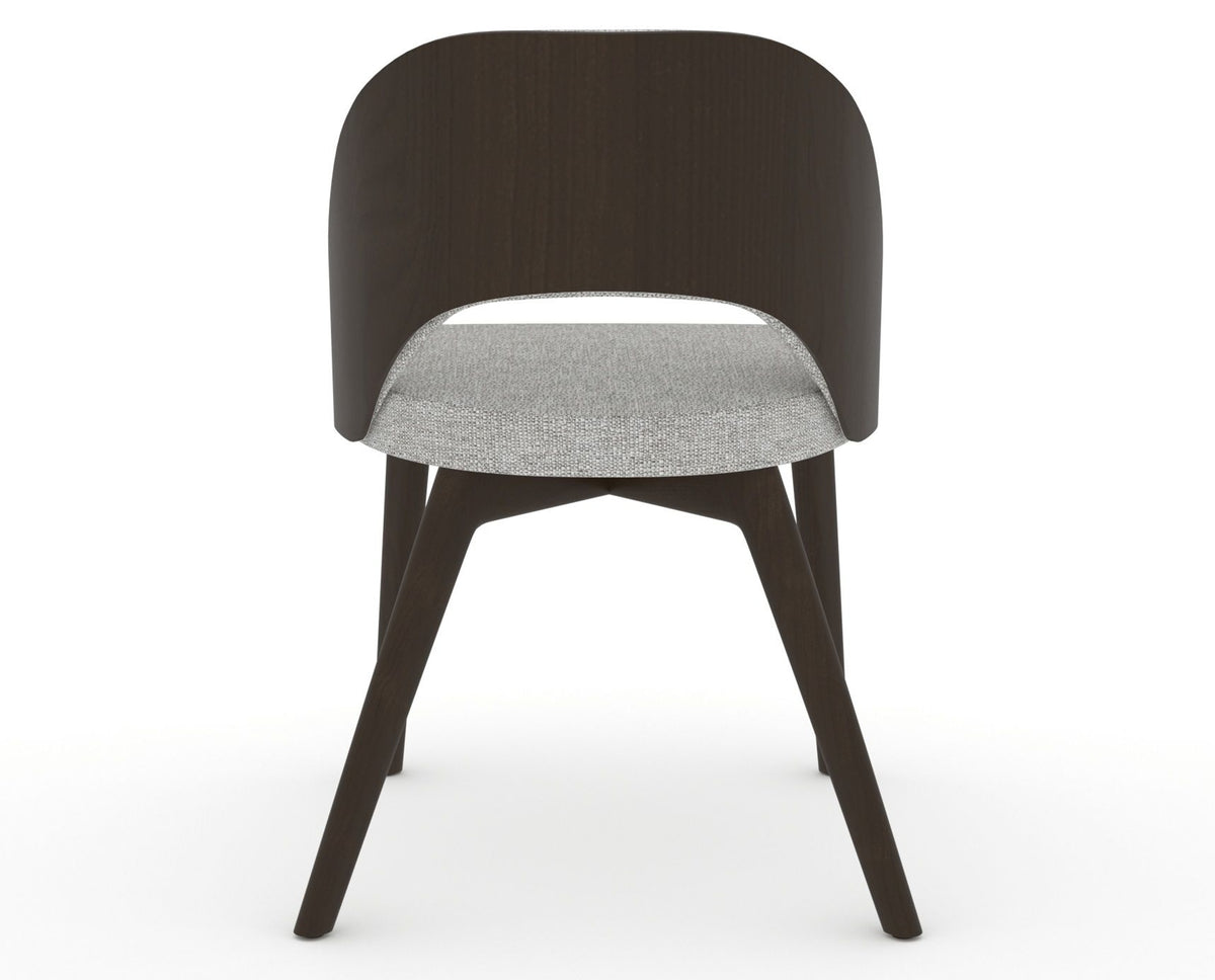Canadel Downtown Ply Dining Chair in Davy's Grey, 7C Fabric, back view