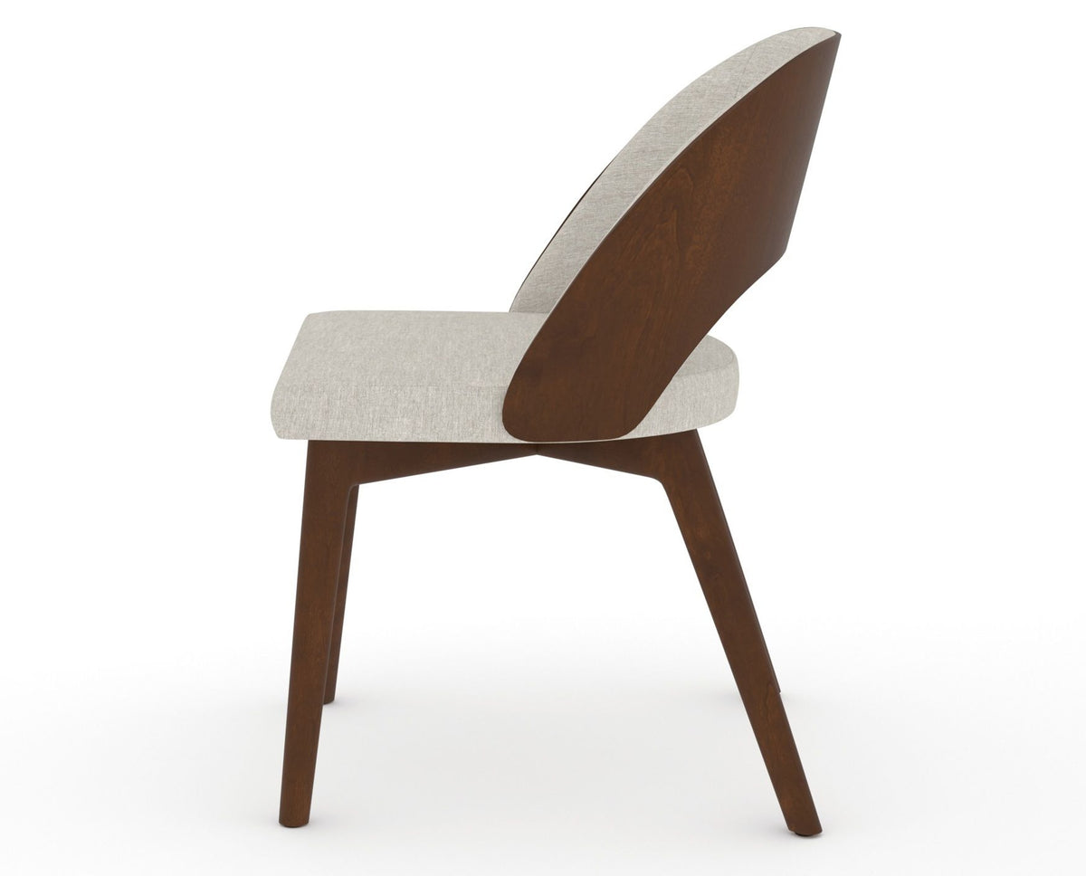 Canadel Downtown Ply Dining Chair in Cognac Washed, TB Fabric, side view