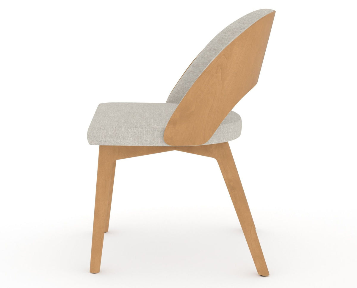 Canadel Downtown Ply Dining Chair in Caramel Washed, TB Fabric, side view