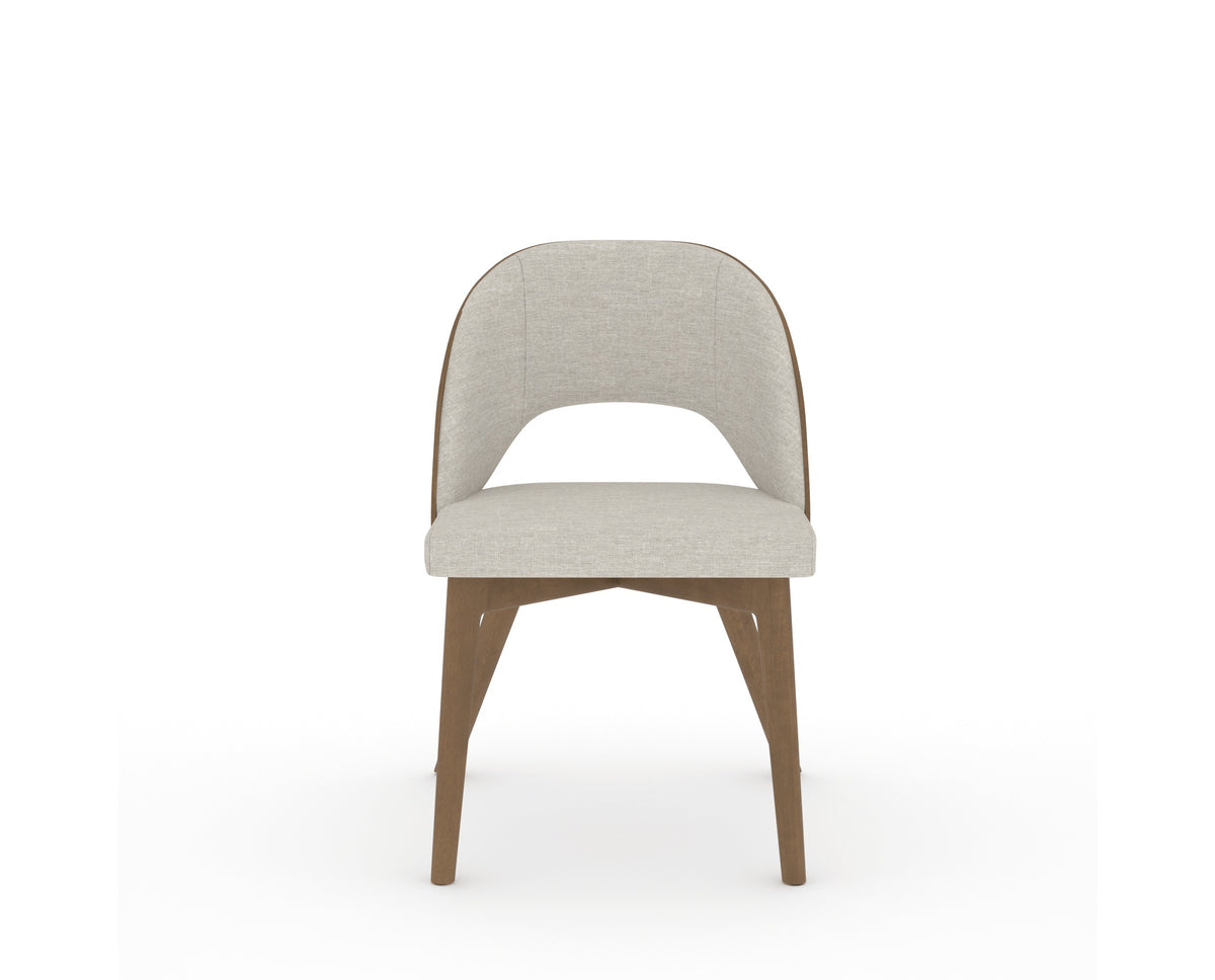 Canadel Downtown Ply Dining Chair in Pecan Washed, TB Fabric, front view