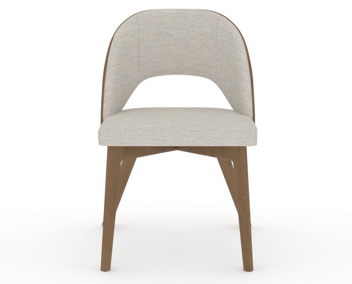 Canadel Downtown Ply Dining Chair in Pecan Washed, TB Fabric, front view