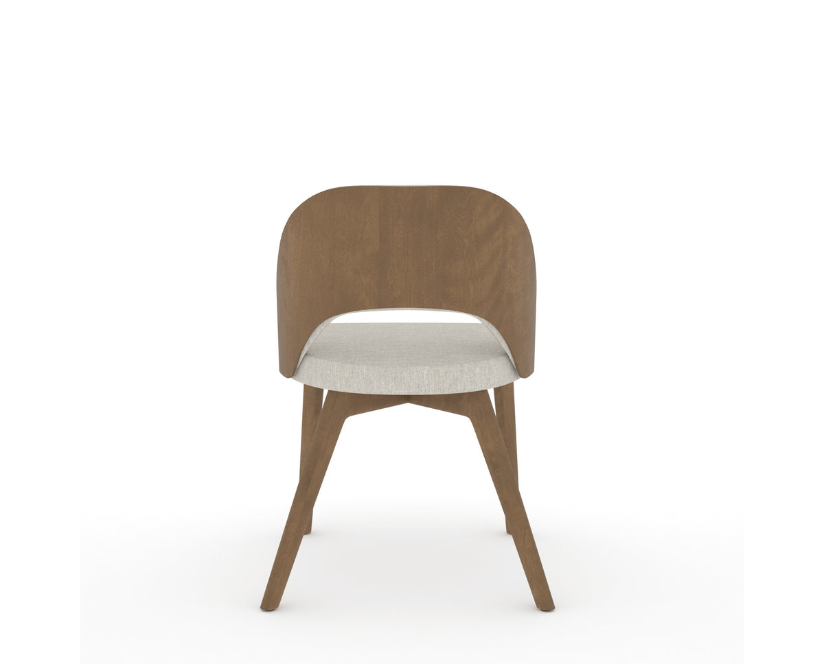 Canadel Downtown Ply Dining Chair in Pecan Washed, TB Fabric, back view