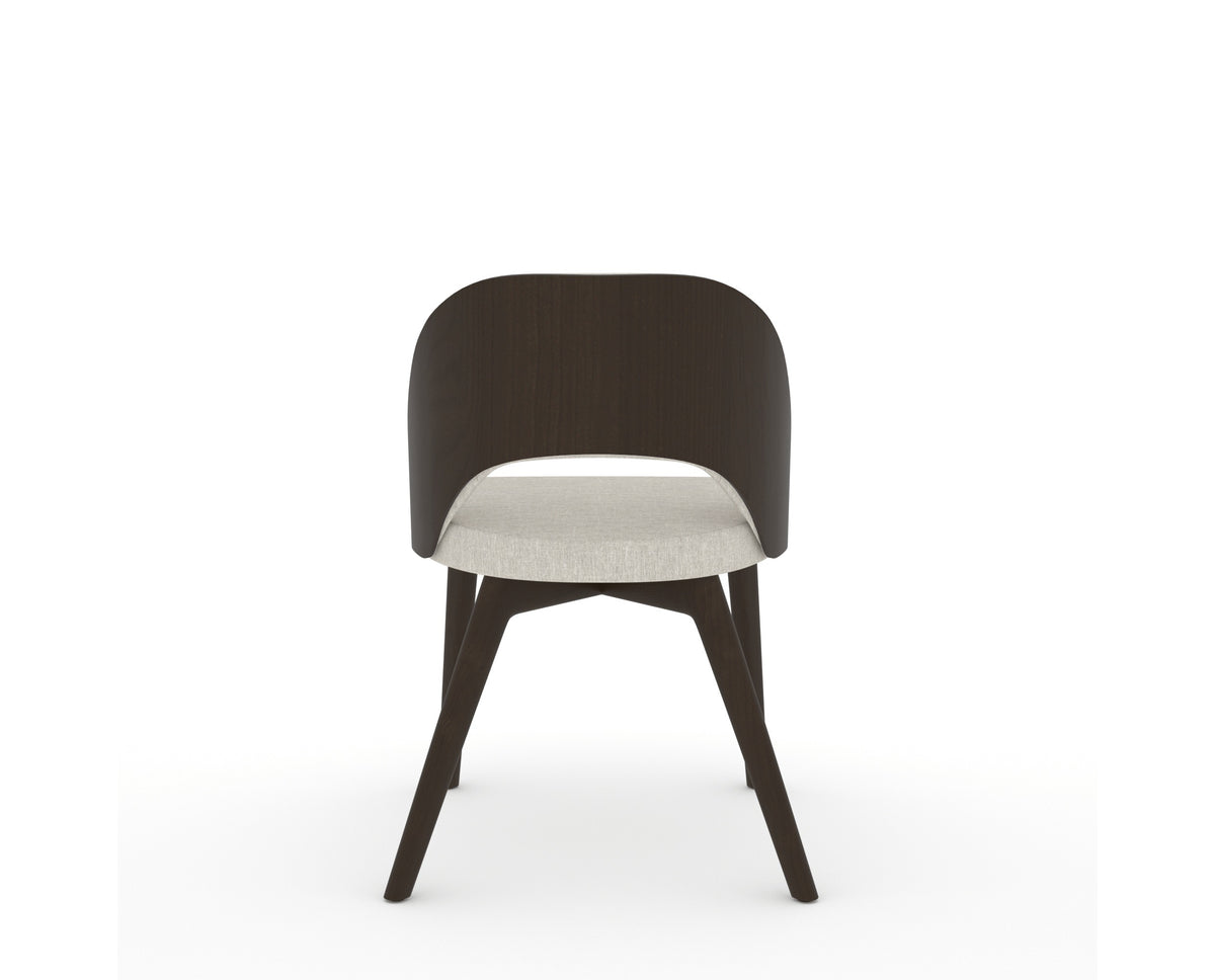 Canadel Downtown Ply Dining Chair in Davy's Grey, TB Fabric, back view