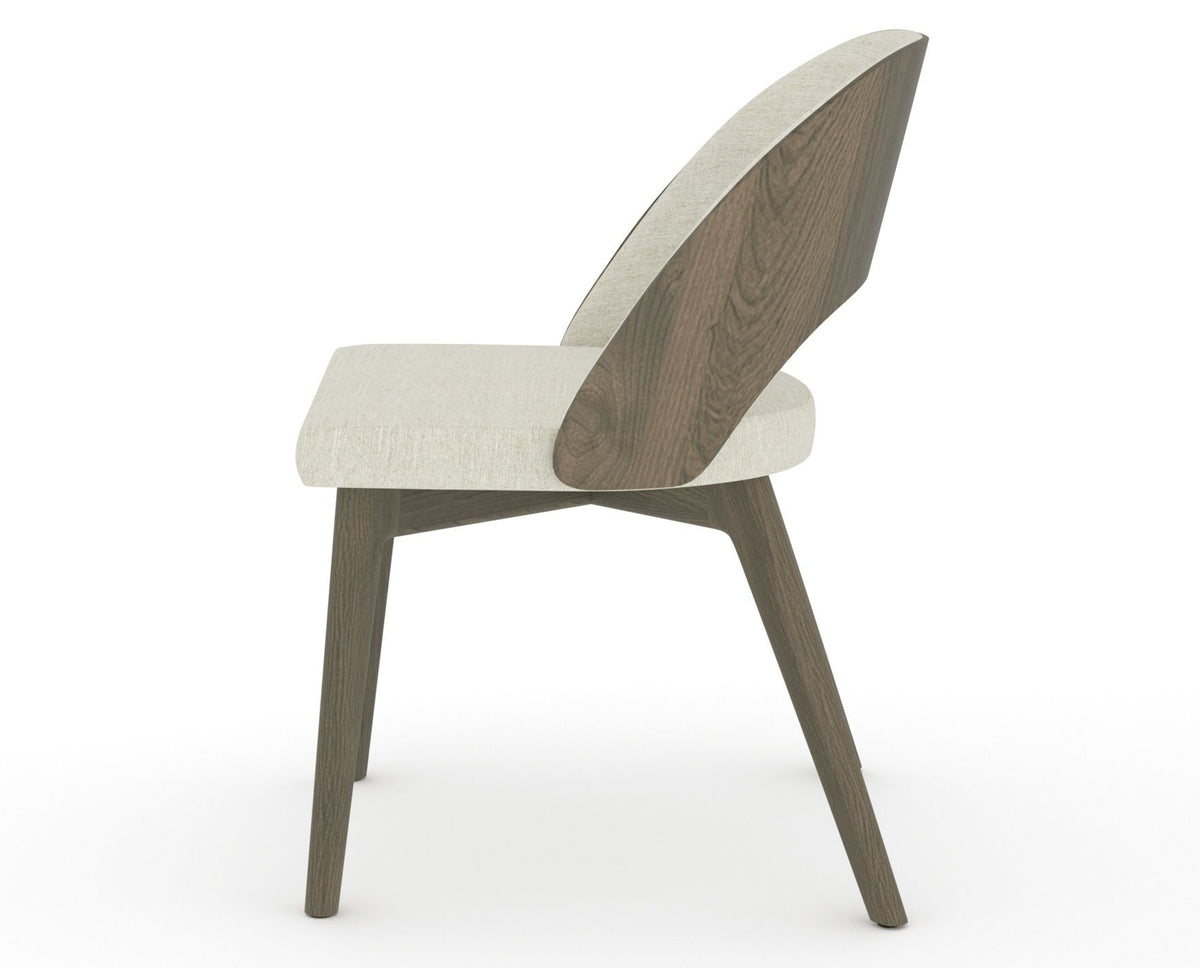 Canadel Downtown Ply Dining Chair in Shadow, TW Fabric, side view