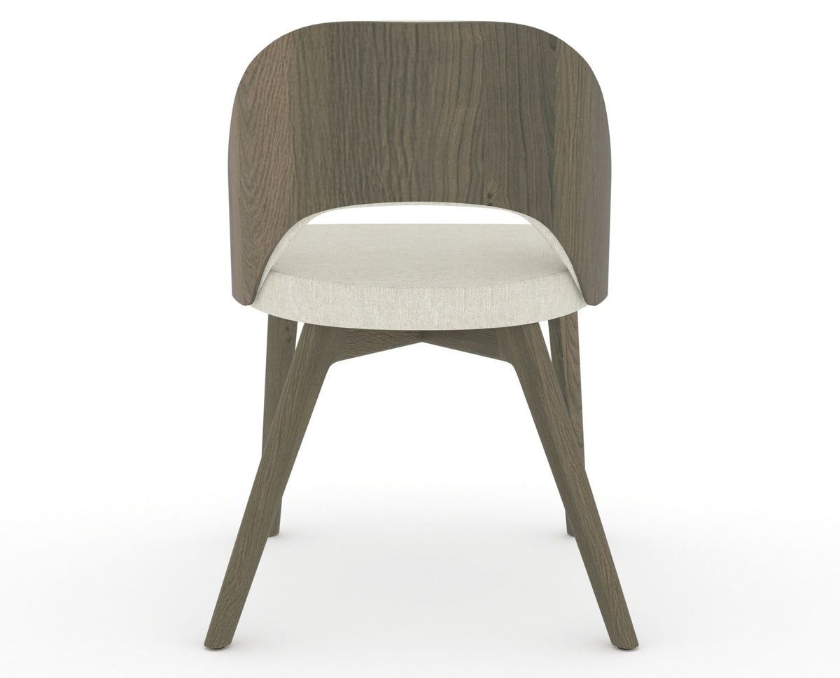 Canadel Downtown Ply Dining Chair in Shadow, TW Fabric, back view
