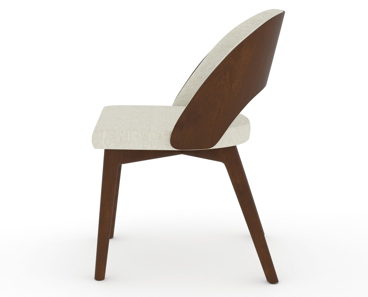 Canadel Downtown Ply Dining Chair in Cognac Washed, TW Fabric, side view