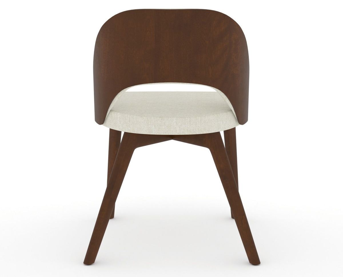 Canadel Downtown Ply Dining Chair in Cognac Washed, TW Fabric, back view