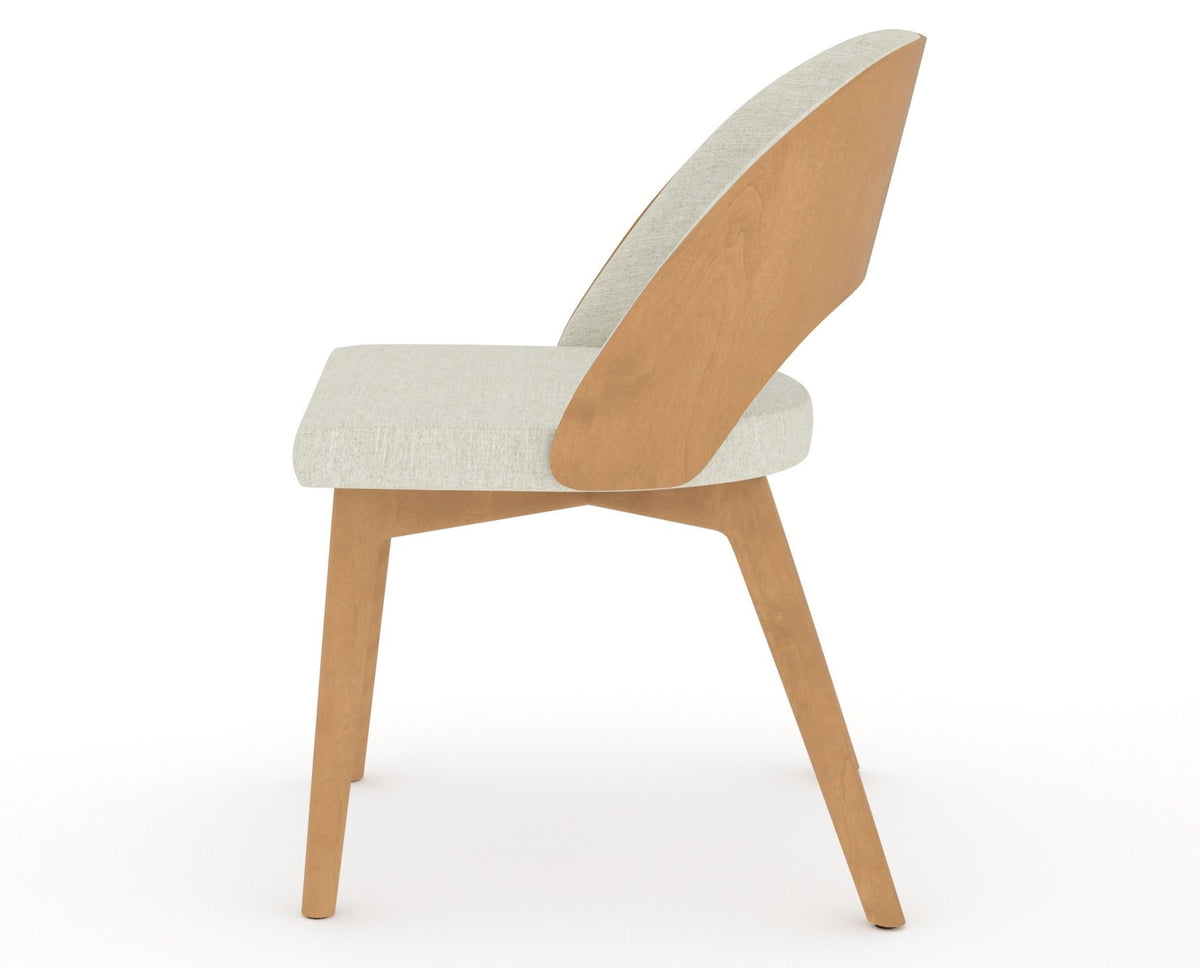 Canadel Downtown Ply Dining Chair in Caramel Washed, TW Fabric, side view