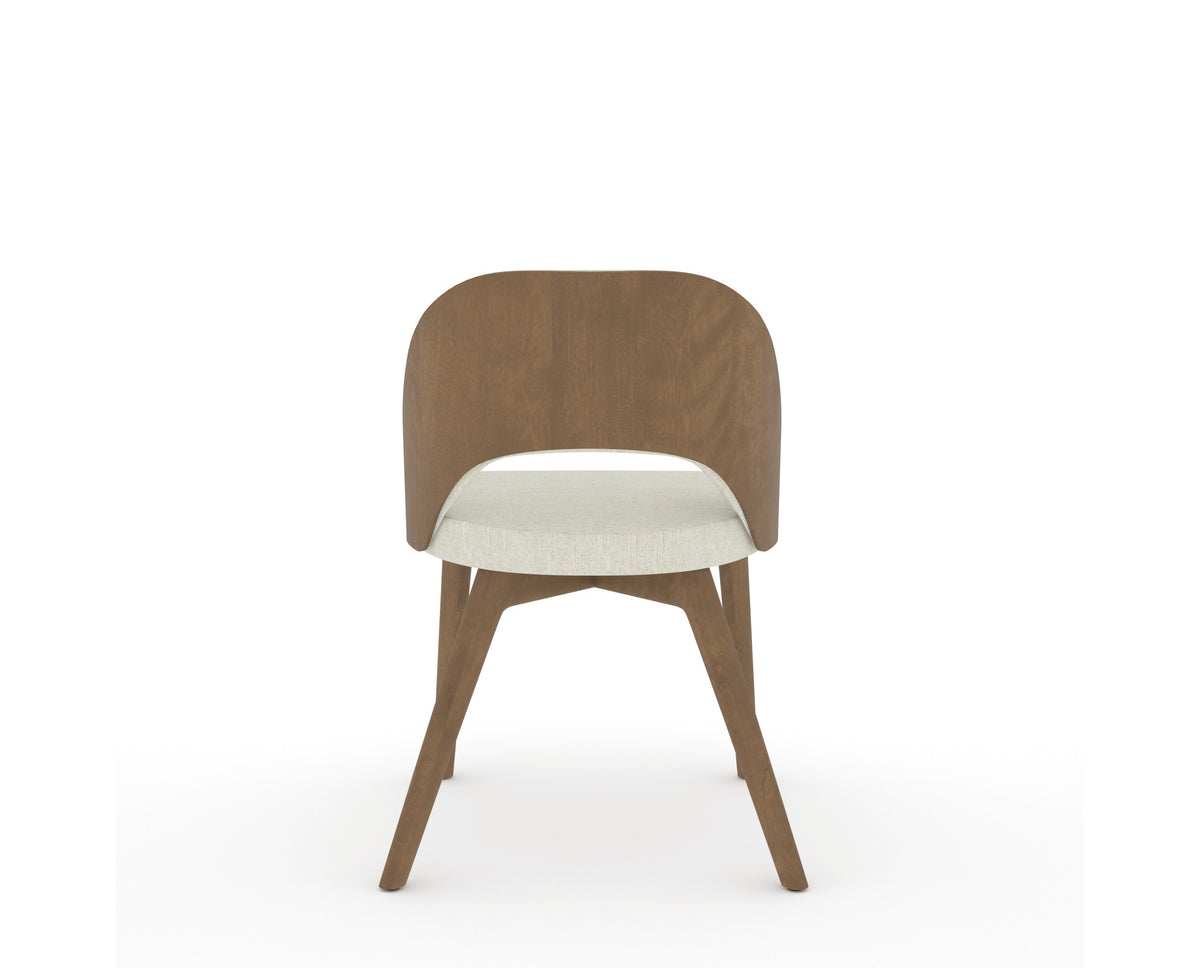 Canadel Downtown Ply Dining Chair in Pecan Washed, TW Fabric, back view