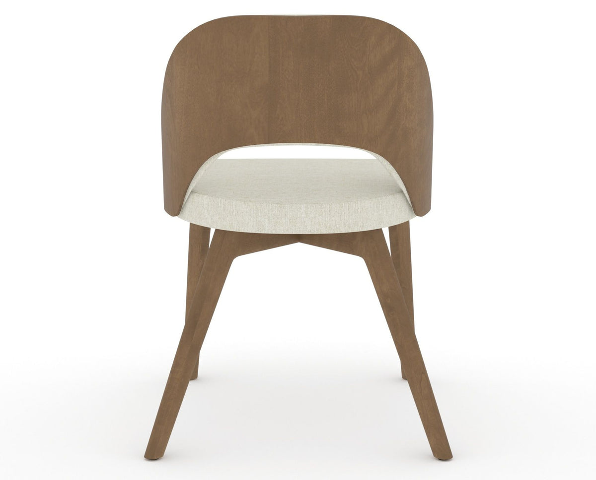 Canadel Downtown Ply Dining Chair in Pecan Washed, TW Fabric, back view