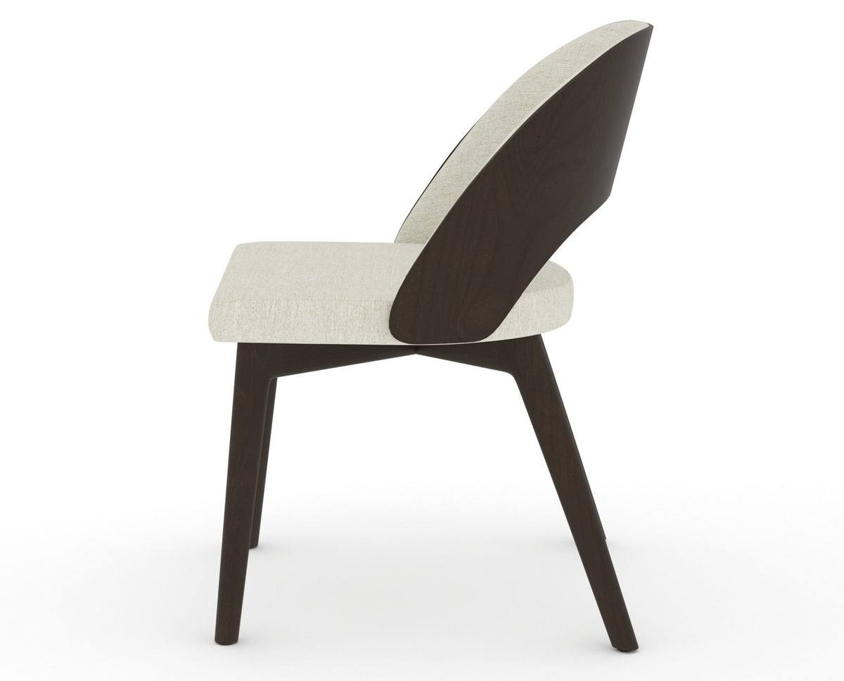 Canadel Downtown Ply Dining Chair in Davy's Grey, TW Fabric, side view