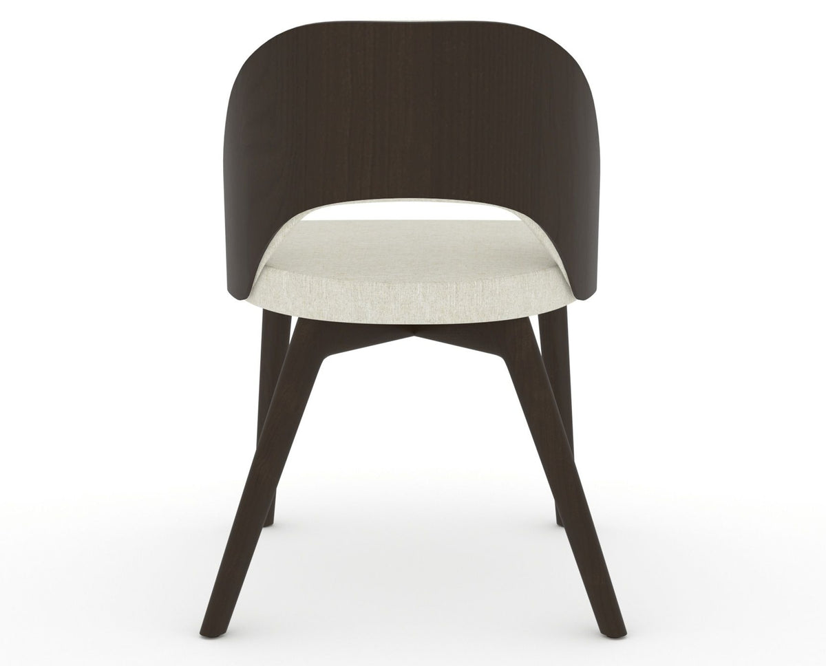 Canadel Downtown Ply Dining Chair in Davy's Grey, TW Fabric, back view