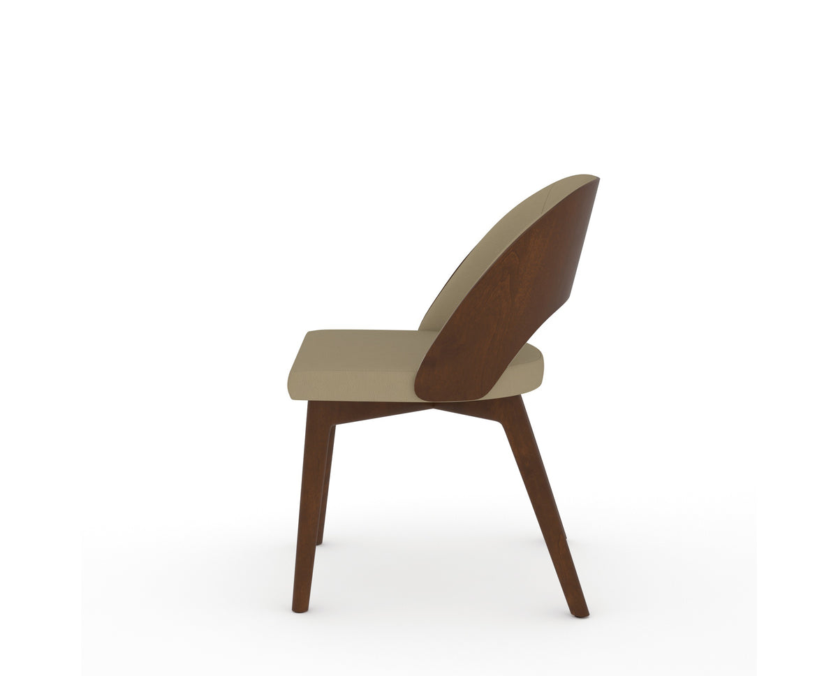 Canadel Downtown Ply Dining Chair in Cognac Washed, XY Faux Leather, side view