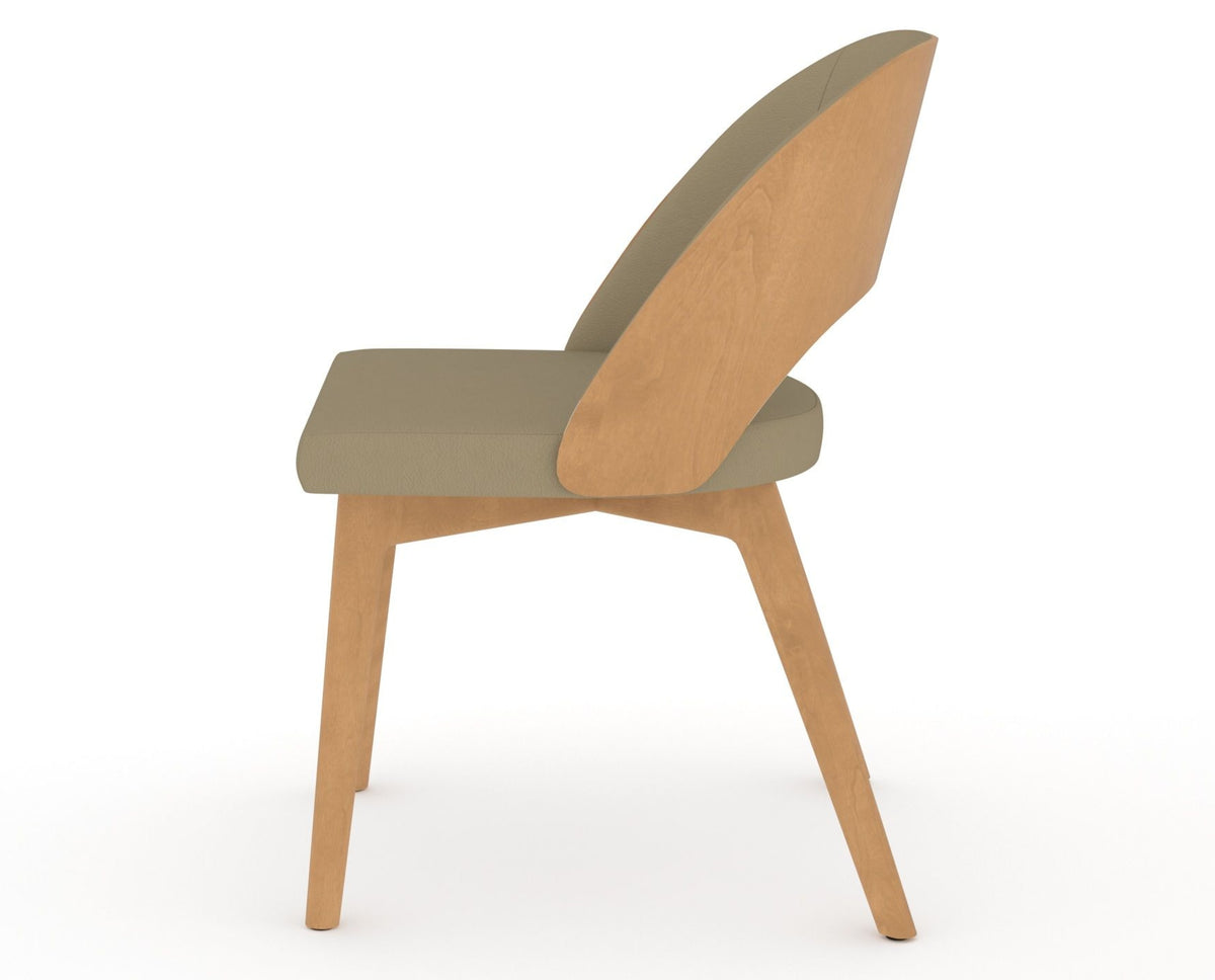 Canadel Downtown Ply Dining Chair in Caramel Washed, XY Faux Leather, side view