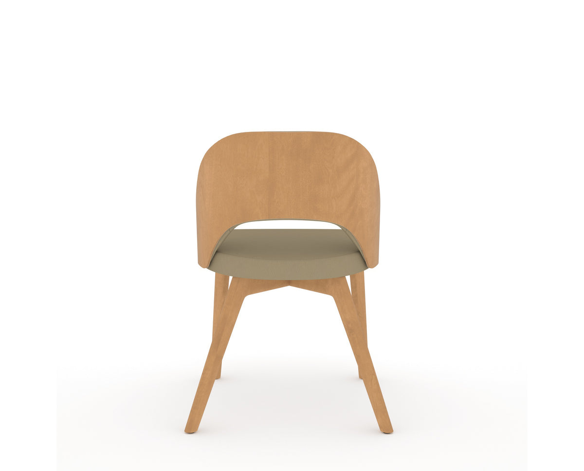 Canadel Downtown Ply Dining Chair in Caramel Washed, XY Faux Leather, back view