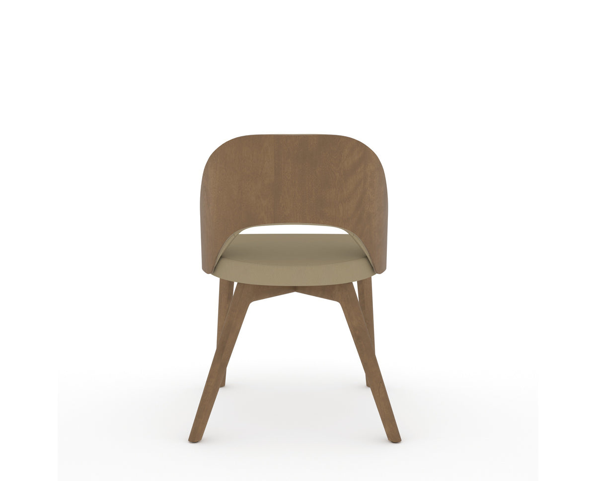 Canadel Downtown Ply Dining Chair in Pecan Washed, XY Faux Leather, back view
