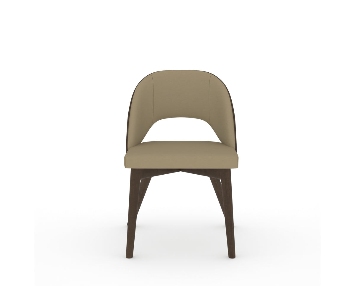 Canadel Downtown Ply Dining Chair in Hazelnut Washed, XY Faux Leather, front view