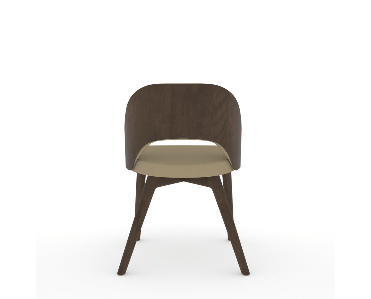 Canadel Downtown Ply Dining Chair in Hazelnut Washed, XY Faux Leather, back view
