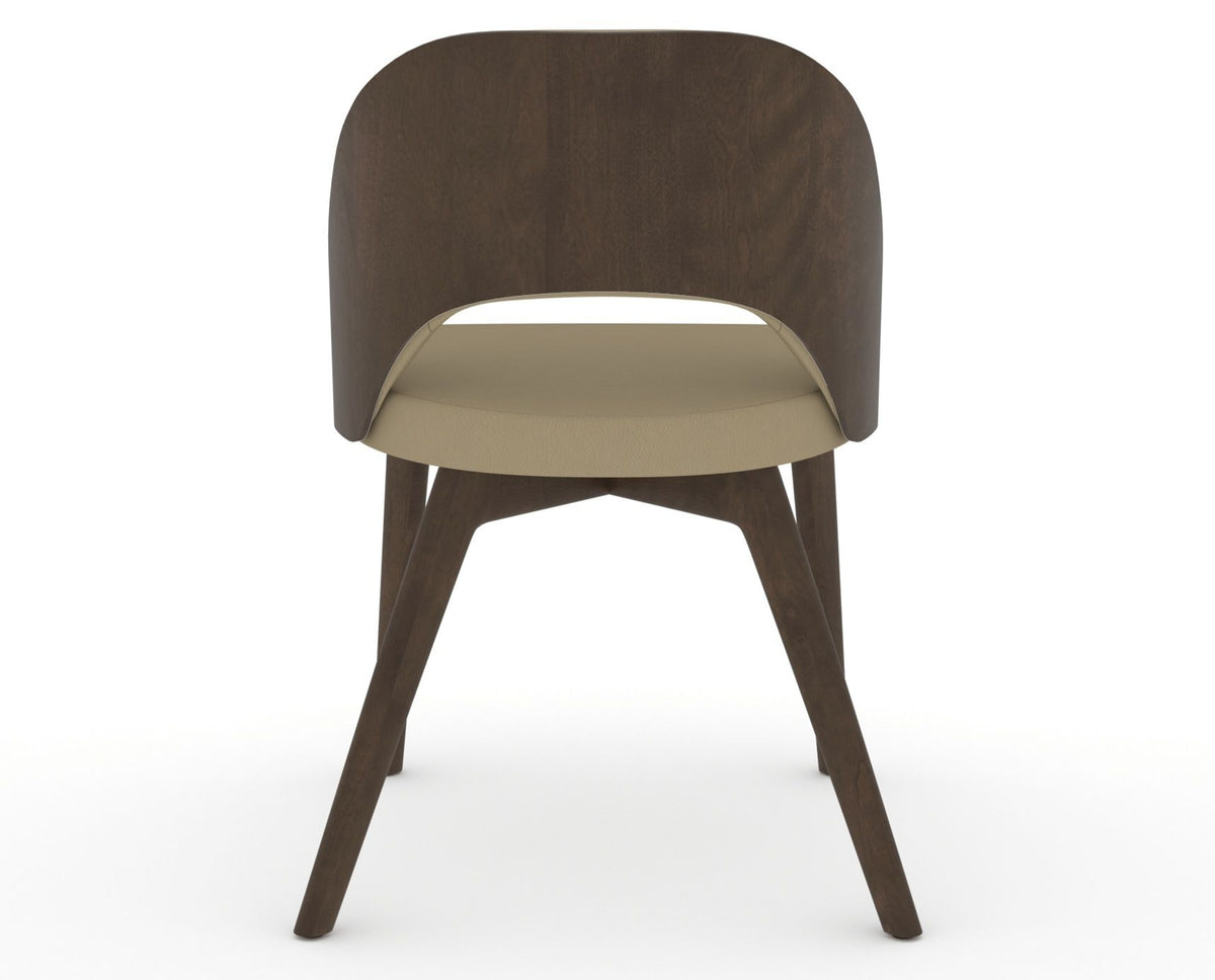 Canadel Downtown Ply Dining Chair in Hazelnut Washed, XY Faux Leather, back view