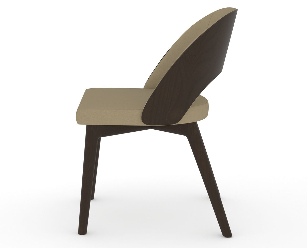 Canadel Downtown Ply Dining Chair in Davy's Grey, XY Faux Leather, side view