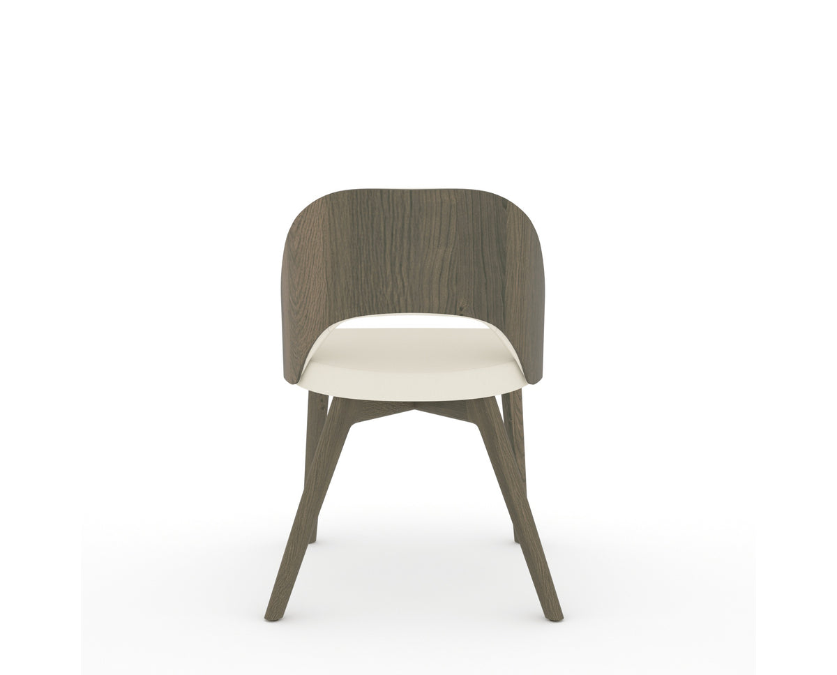 Canadel Downtown Ply Dining Chair in Shadow, YJ Faux Leather, back view