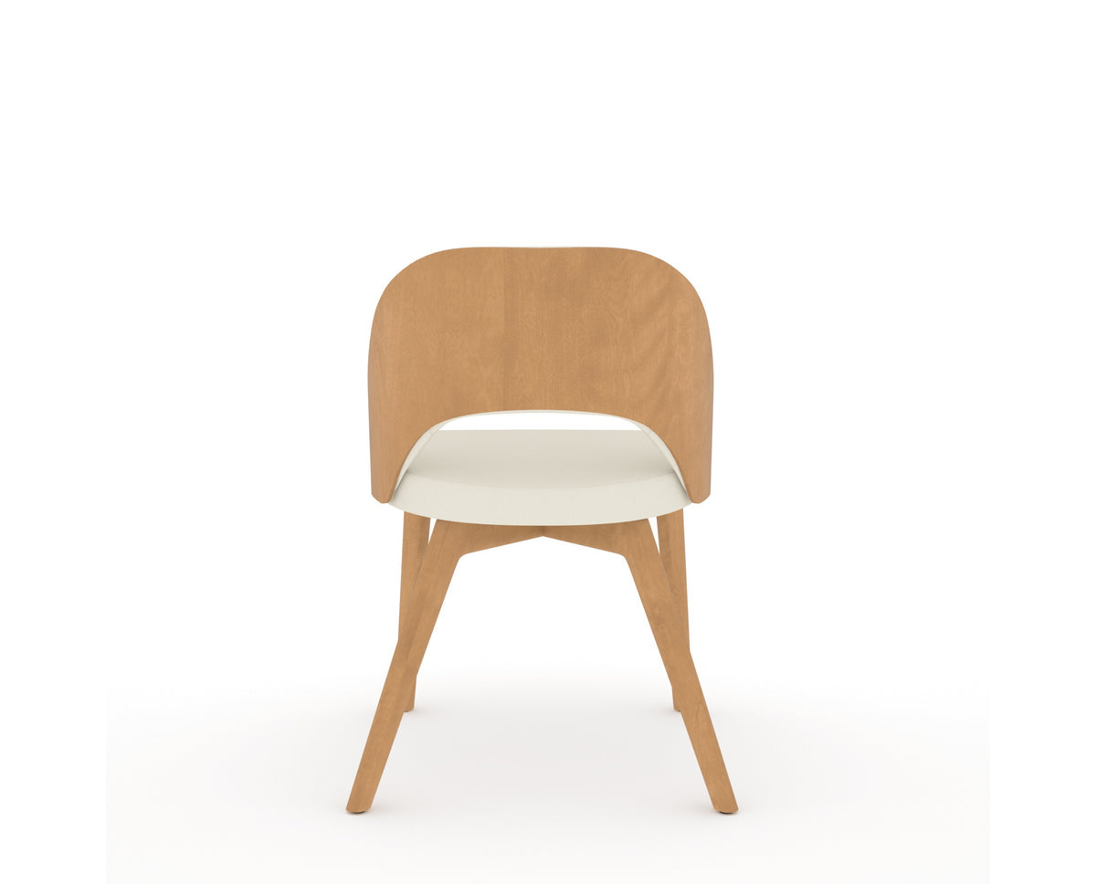 Canadel Downtown Ply Dining Chair in Caramel Washed, YJ Faux Leather, back view