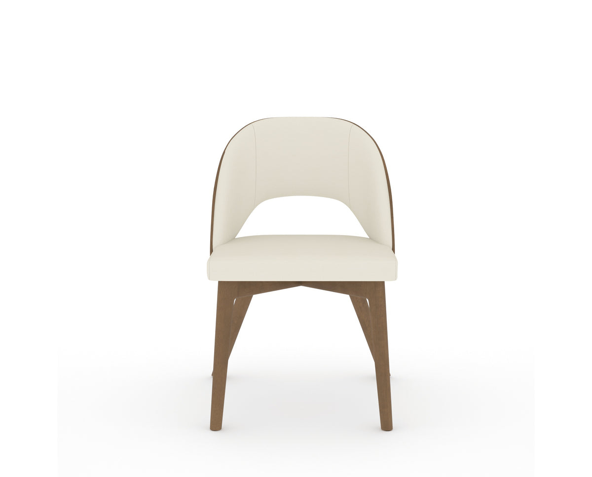 Canadel Downtown Ply Dining Chair in Pecan Washed, YJ Faux Leather, front view