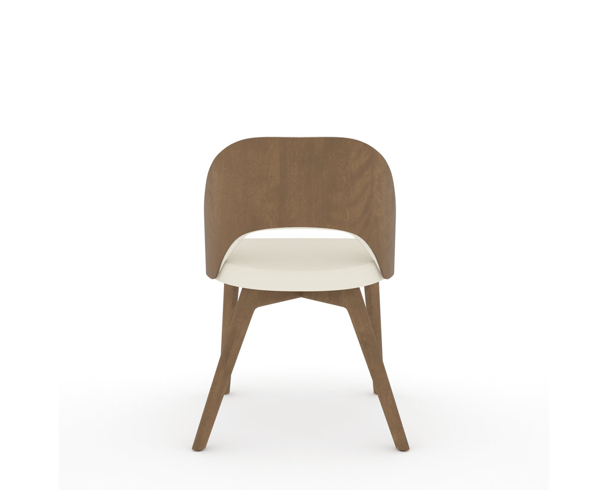Canadel Downtown Ply Dining Chair in Pecan Washed, YJ Faux Leather, back view