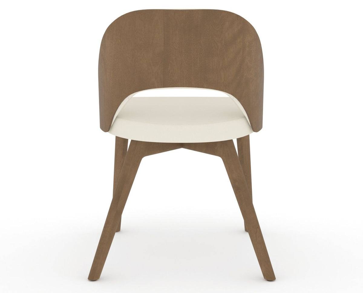 Canadel Downtown Ply Dining Chair in Pecan Washed, YJ Faux Leather, back view