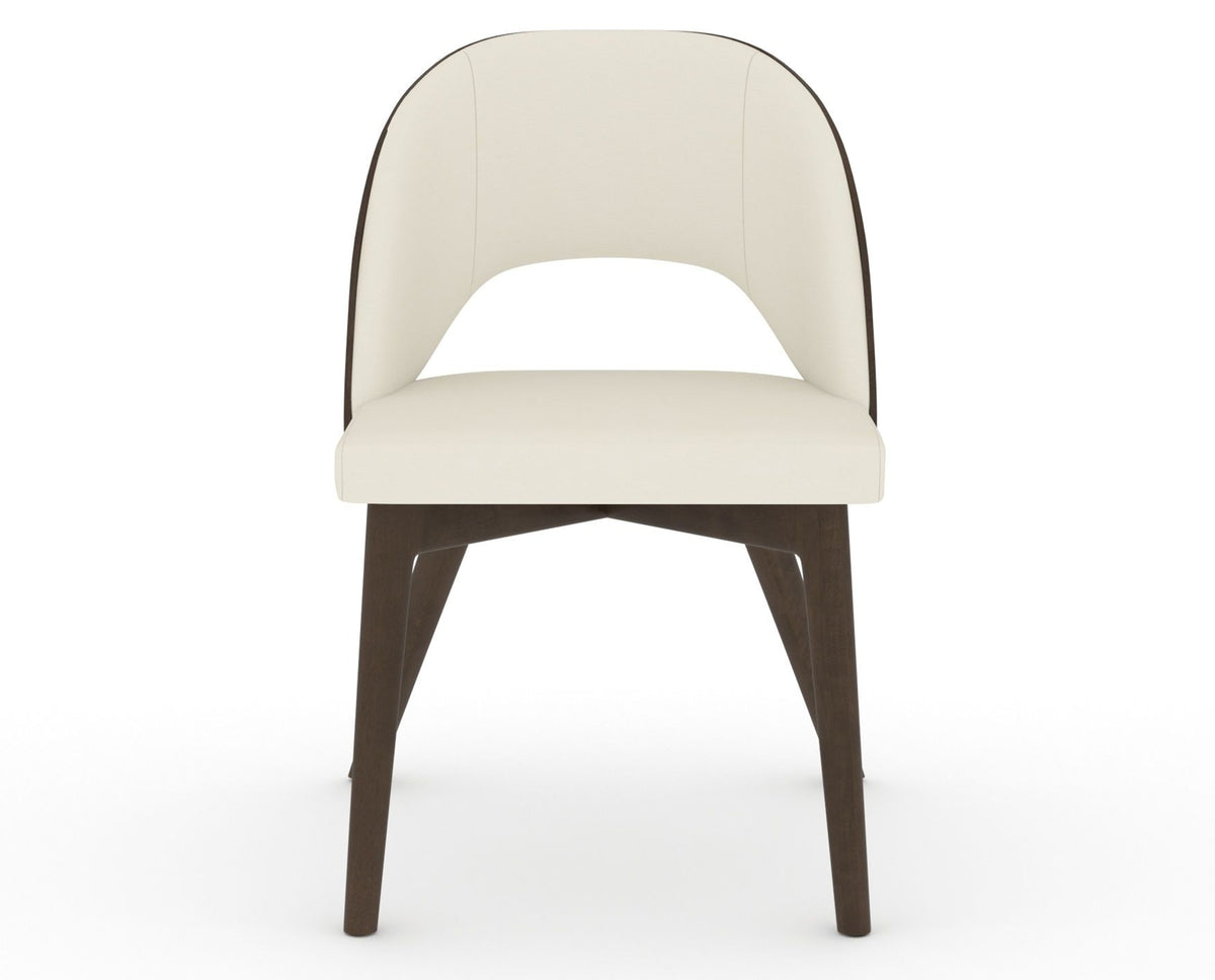 Canadel Downtown Ply Dining Chair in Hazelnut Washed, YJ Faux Leather, front view