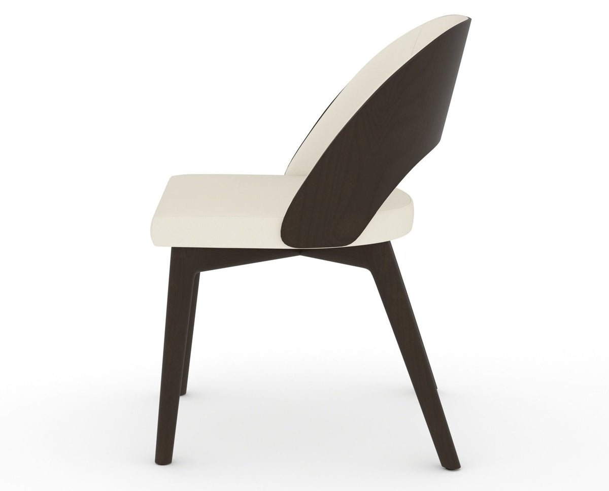 Canadel Downtown Ply Dining Chair in Davy's Grey, YJ Faux Leather, side view